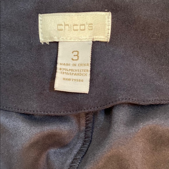 Chico’s Suede Navy Blue Open Front Cut Out design Jacket Chico’s size 3 - Picture 3 of 5